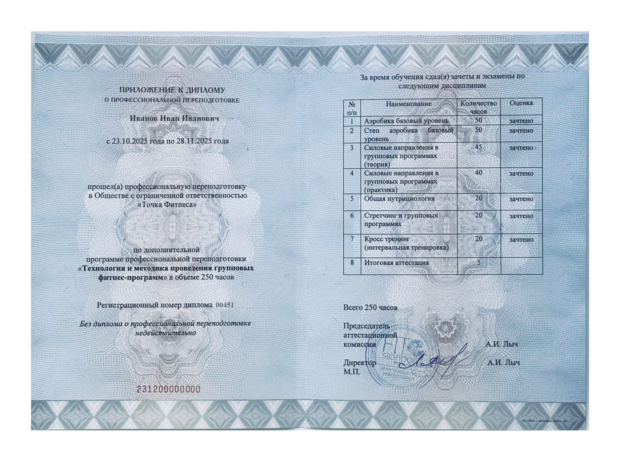 Лицензия на дополнительное профессиональное образование в сфере фитнеса